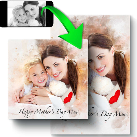 Mothers Day Gift Ideas | Custom Portrait Painting from Photo | Unique Gift for Mother's Day - FromPicToArt