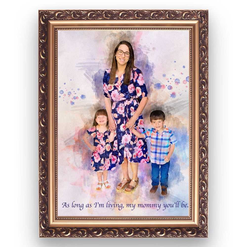 Mothers Day Gift Ideas | Custom Portrait Painting from Photo | Unique Gift for Mother's Day - FromPicToArt