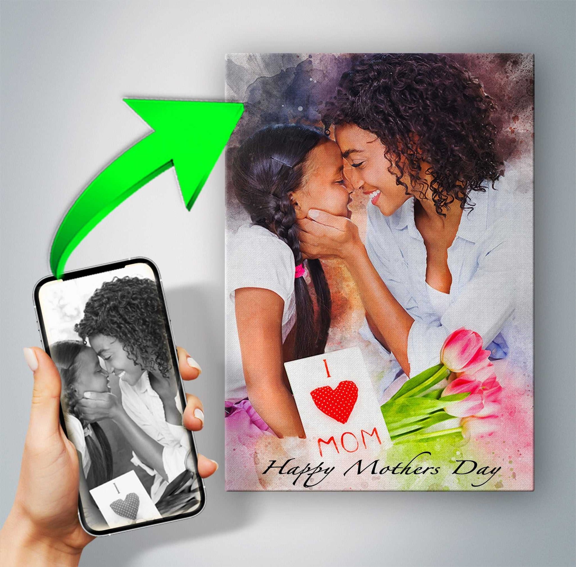 Mothers Day Gift Ideas | Custom Portrait Painting from Photo | Unique Gift for Mother's Day - FromPicToArt