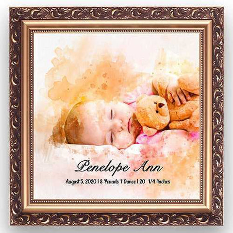 New Parents Gifts ❤️🧸❤️ Custom Baby Portrait Painted on Canvas - FromPicToArt