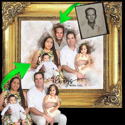 Painting of Deceased Loved One with Family, Custom Painted Portraits on Canvas - FromPicToArt
