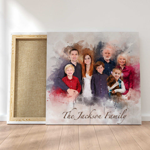 Painting of Deceased Loved One with Family, Custom Painted Portraits on Canvas - FromPicToArt