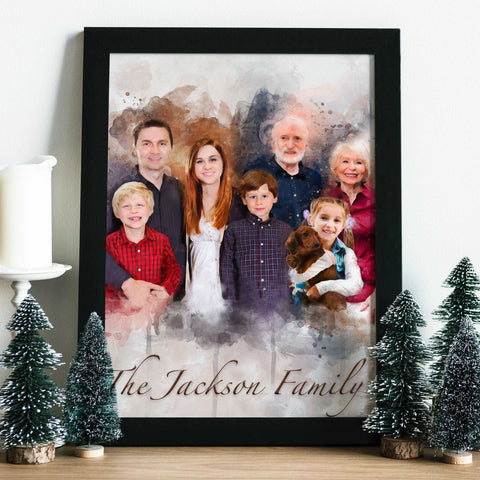 Painting of Deceased Loved One with Family, Custom Painted Portraits on Canvas - FromPicToArt