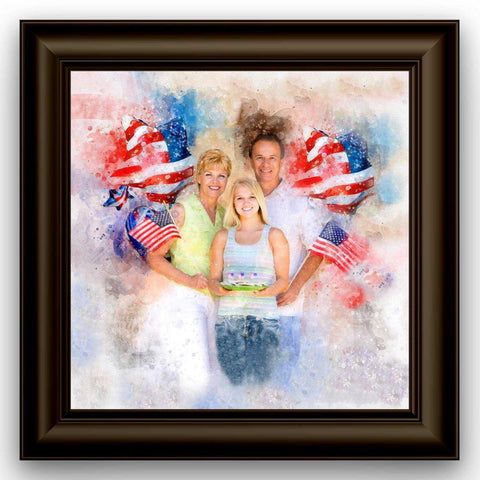 Patriotic Wall Art, Patriotic Painting with Stars and Stripes, Red White Blue Portrait - FromPicToArt