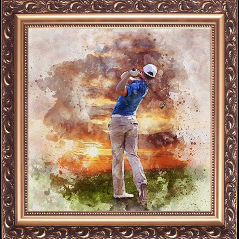 Perfect Gifts for Golf Lovers | Custom Golfer Portraits on Canvas - FromPicToArt