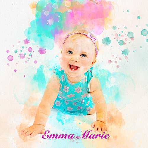 Personalized Baby Portrait | Unique Baby Paintings from Photo - FromPicToArt