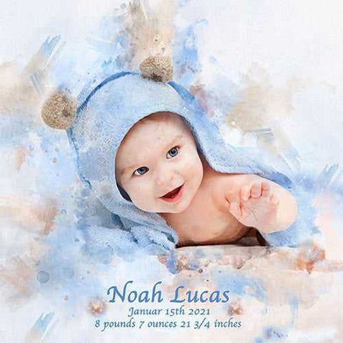 Personalized Baby Portrait | Unique Baby Paintings from Photo - FromPicToArt