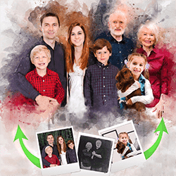 Personalized Family Portraits | Family Painting from Photo| Custom Painted Portrait - FromPicToArt