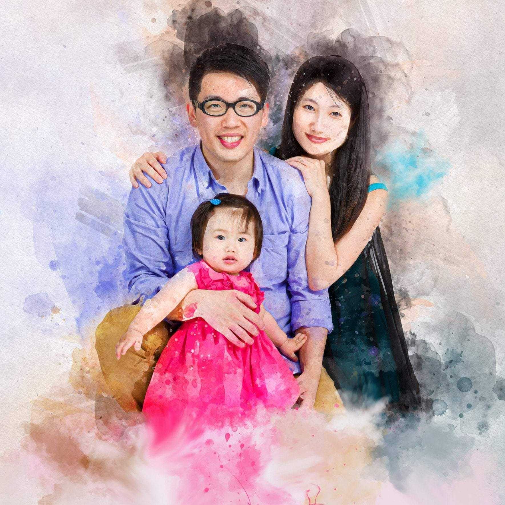 Personalized Family Portraits | Family Painting from Photo| Custom Painted Portrait - FromPicToArt