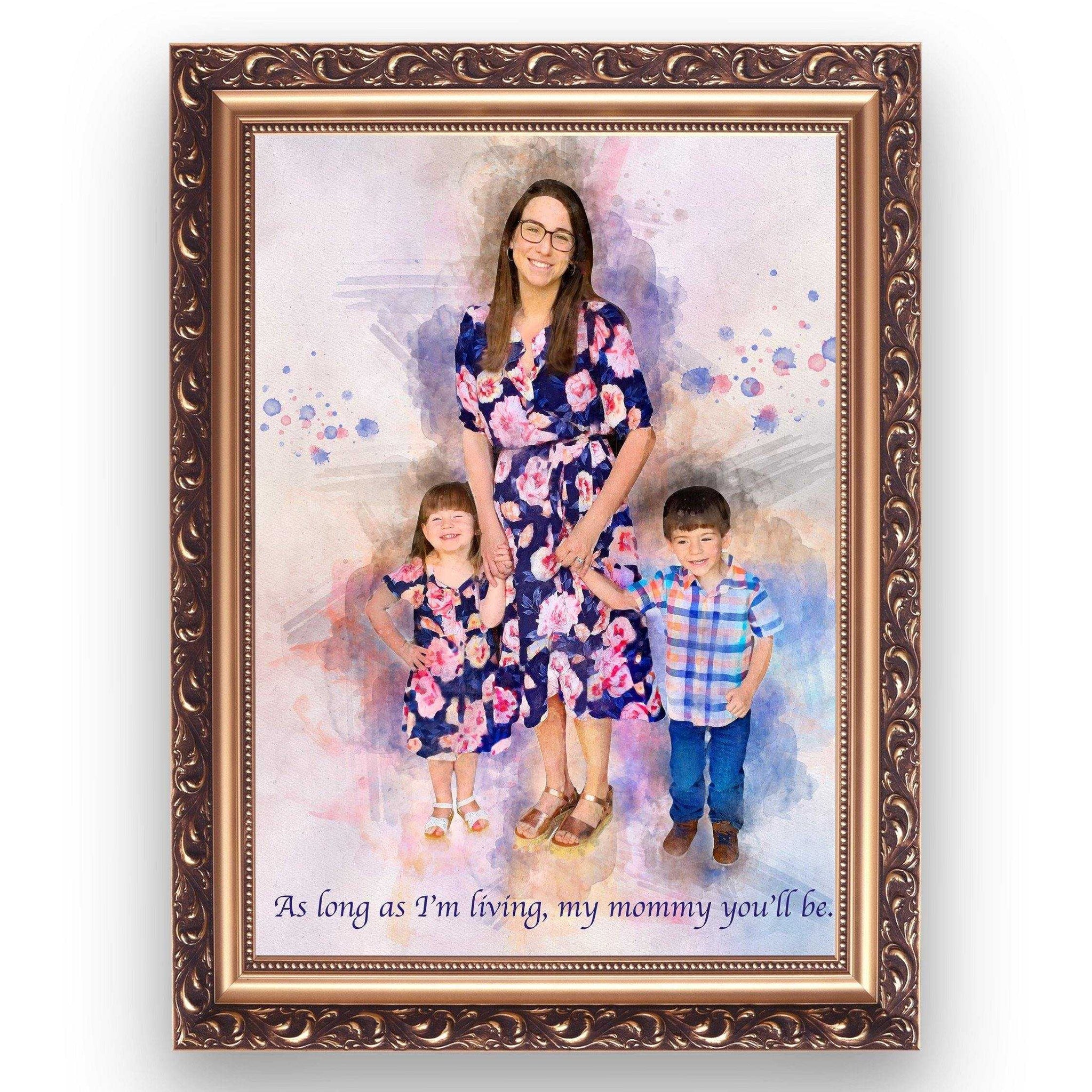 Personalized Family Portraits | Family Painting from Photo| Custom Painted Portrait - FromPicToArt