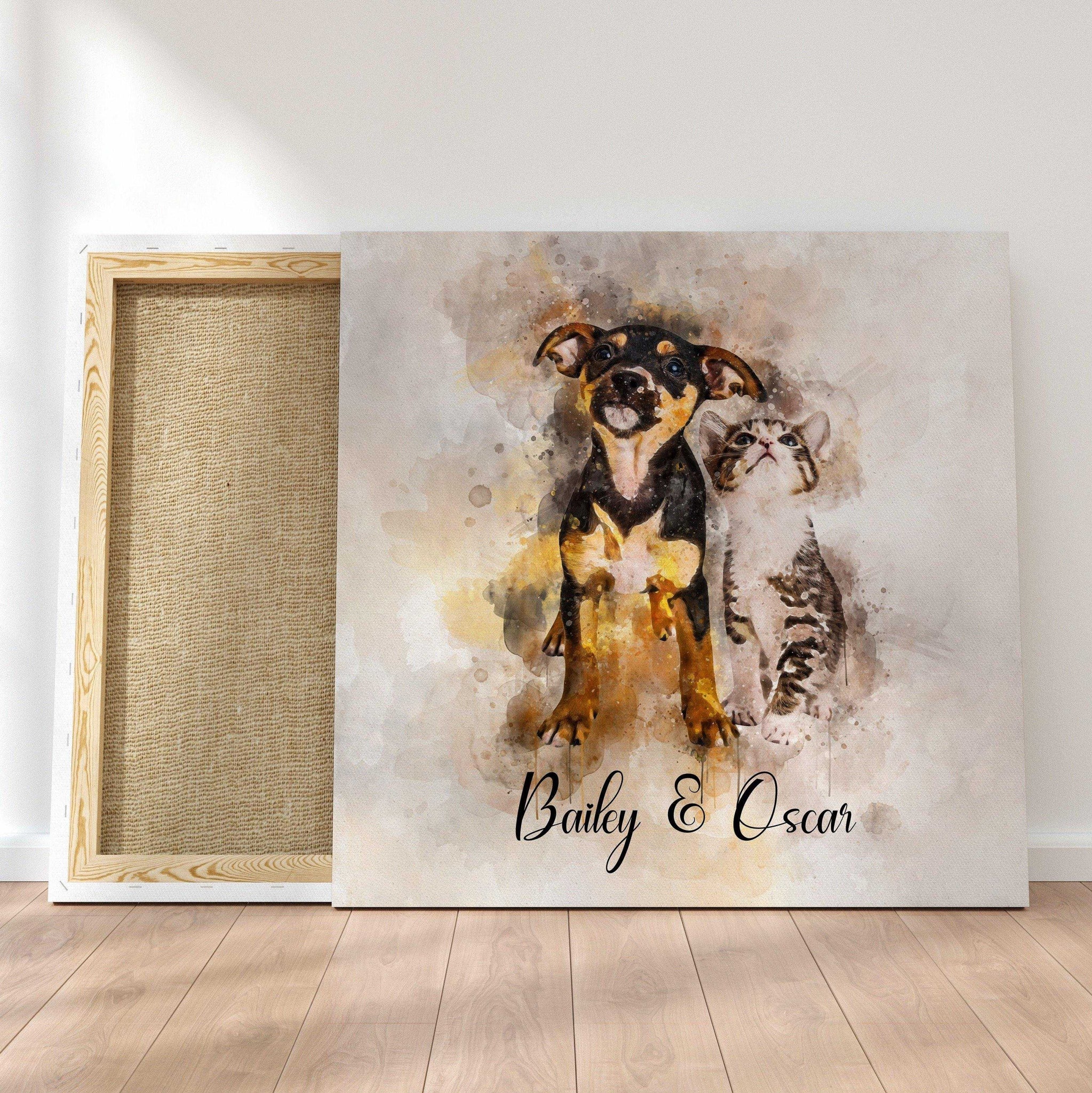 Personalized Gifts for Cat Lovers | Custom Cat Portrait on Canvas | Custom Cat Artwork - FromPicToArt