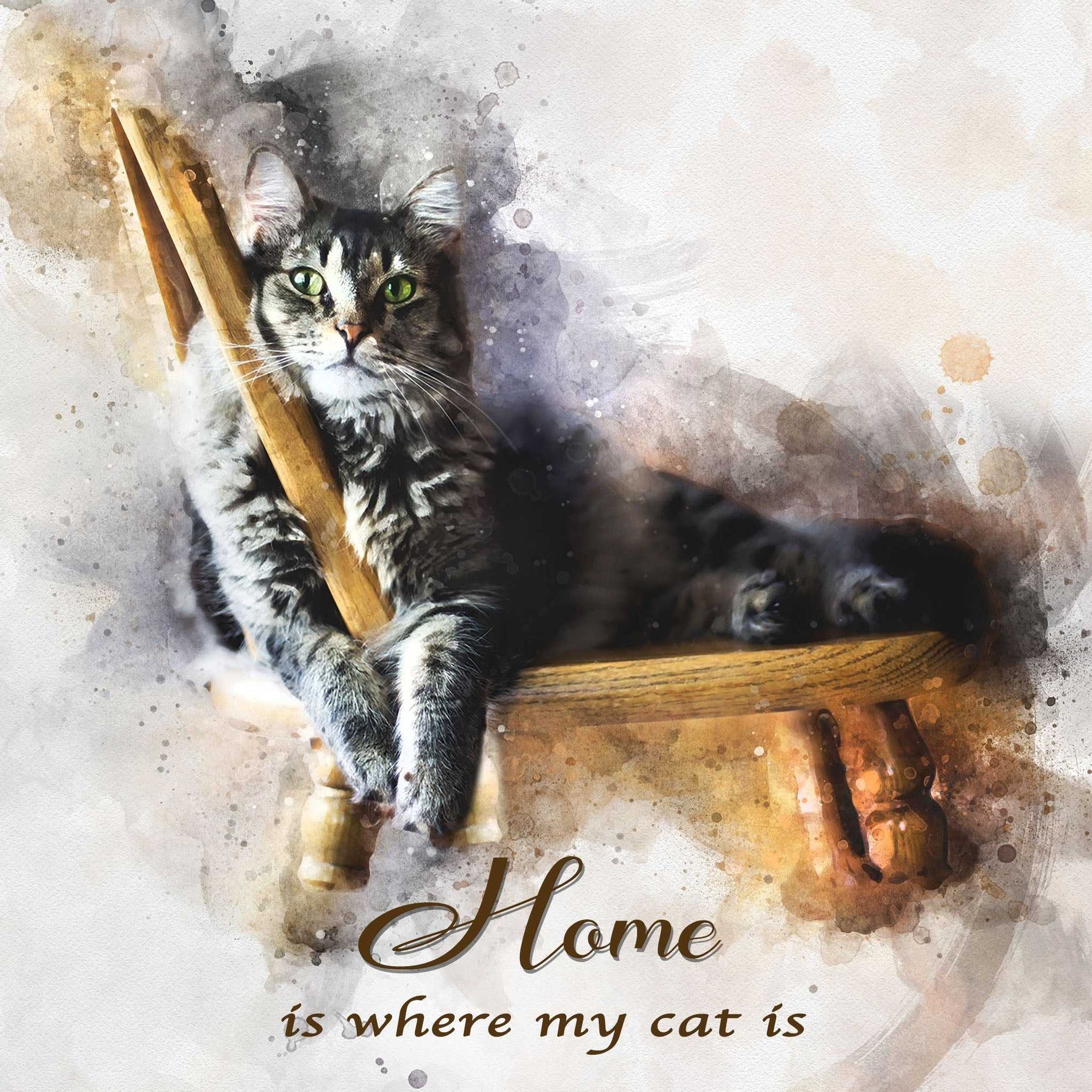 Personalized Gifts for Cat Lovers | Custom Cat Portrait on Canvas | Custom Cat Artwork - FromPicToArt