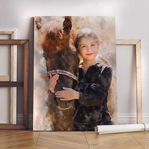 Personalized Horse Art Canvas | Custom Horse Paintings on Canvas | Personalized Horse Portraits - FromPicToArt