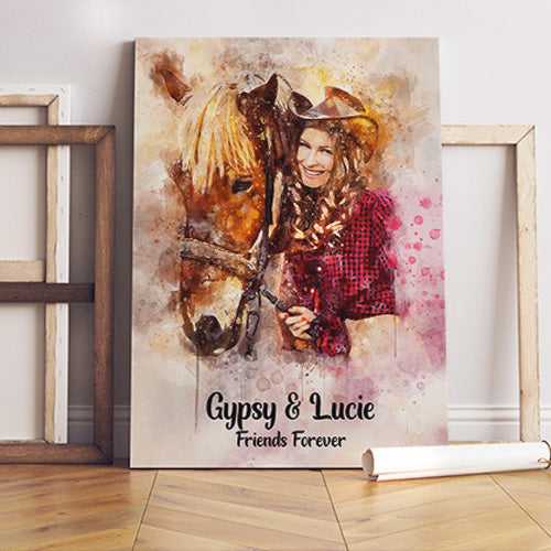 Personalized Horse Art Canvas | Custom Horse Paintings on Canvas | Personalized Horse Portraits - FromPicToArt