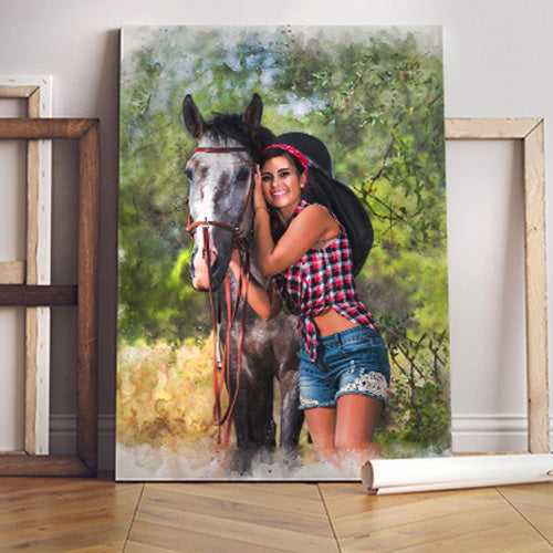 Personalized Horse Art Canvas | Custom Horse Paintings on Canvas | Personalized Horse Portraits - FromPicToArt