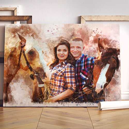 Personalized Horse Art Canvas | Custom Horse Paintings on Canvas | Personalized Horse Portraits - FromPicToArt