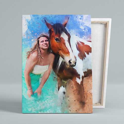 Personalized Horse Art Canvas | Custom Horse Paintings on Canvas | Personalized Horse Portraits - FromPicToArt