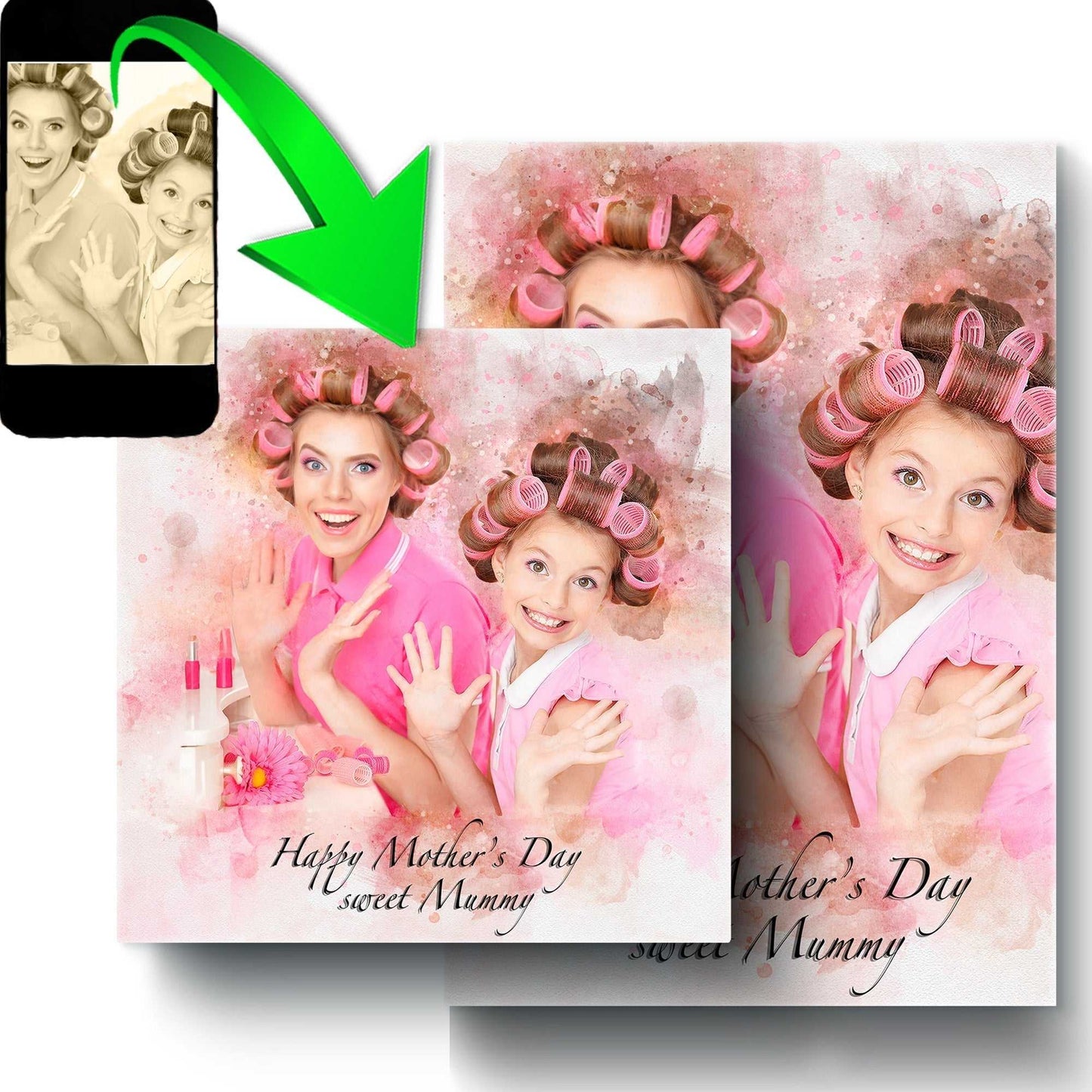 Personalized Mothers Day Gift | Custom Portrait Painting from Photo | Gift for Mother's Day - FromPicToArt