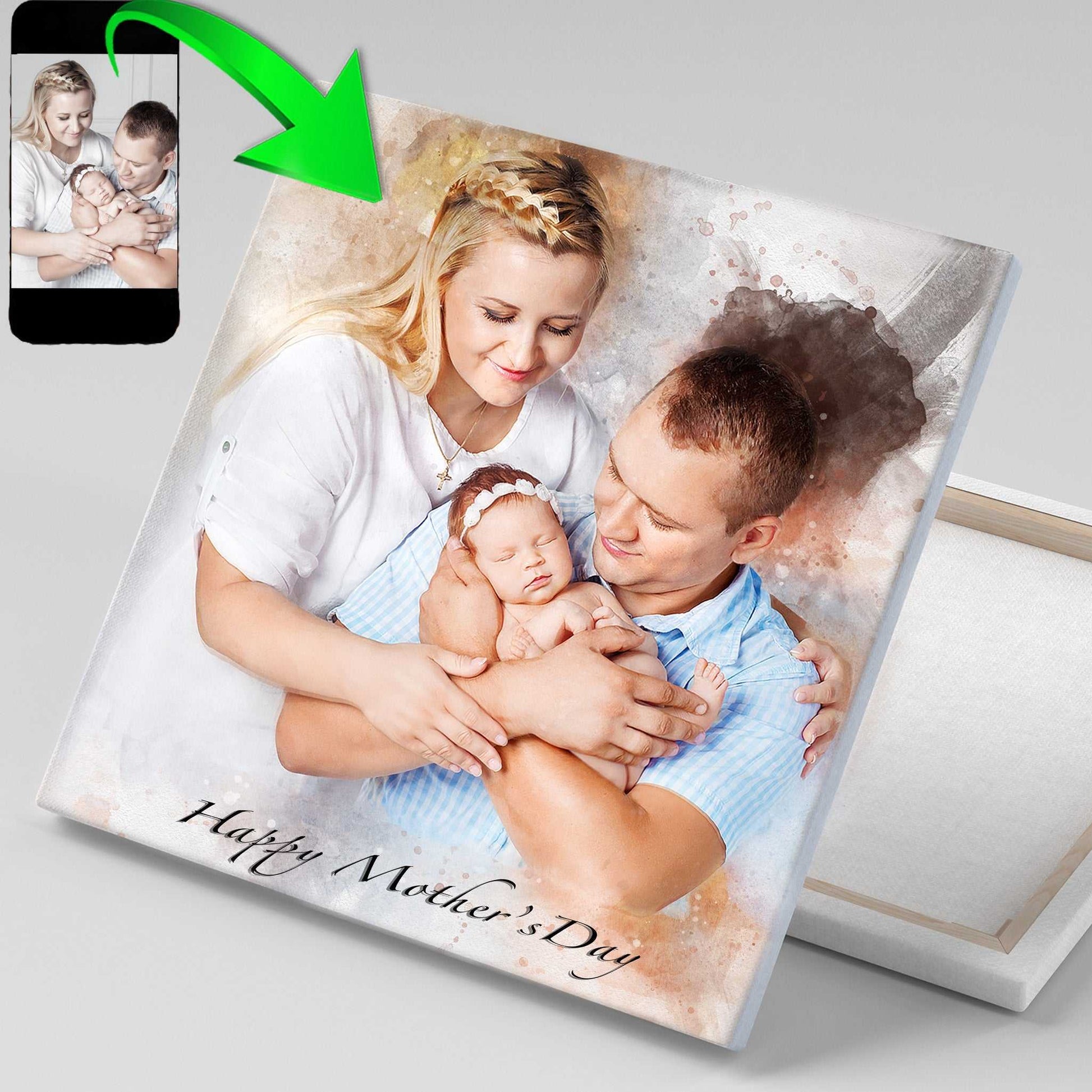 Personalized Mothers Day Gift | Custom Portrait Painting from Photo | Gift for Mother's Day - FromPicToArt