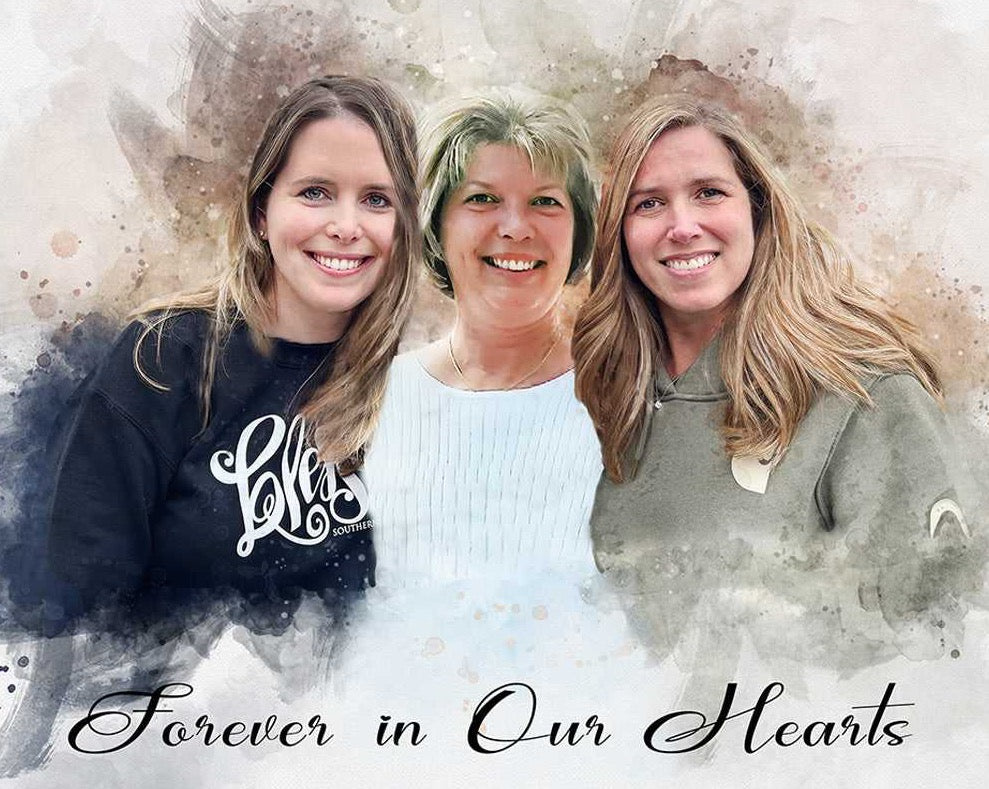 🌈 Personalized Sympathy Gift | Custom Memorial Painting | Loss of Loved One | Family Portrait from Photo | Painting From Photo - FromPicToArt