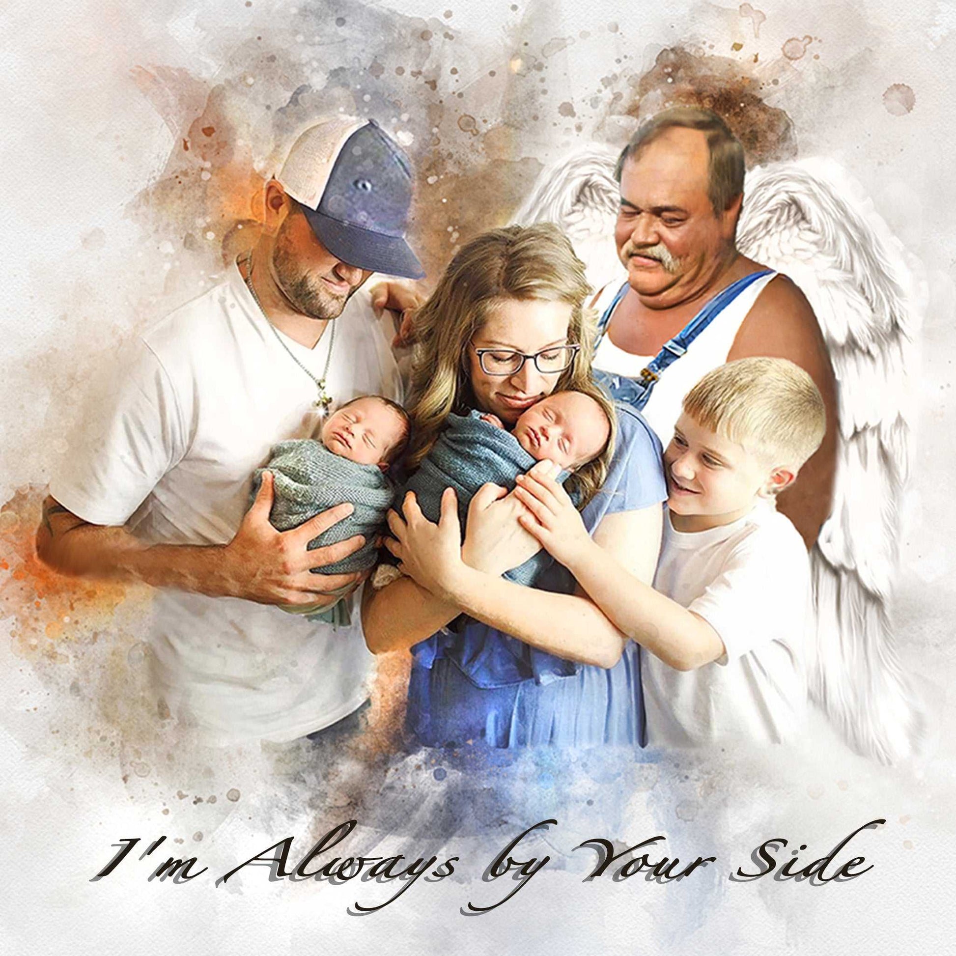 🌈 Personalized Sympathy Gift | Custom Memorial Painting | Loss of Loved One | Family Portrait from Photo | Painting From Photo - FromPicToArt
