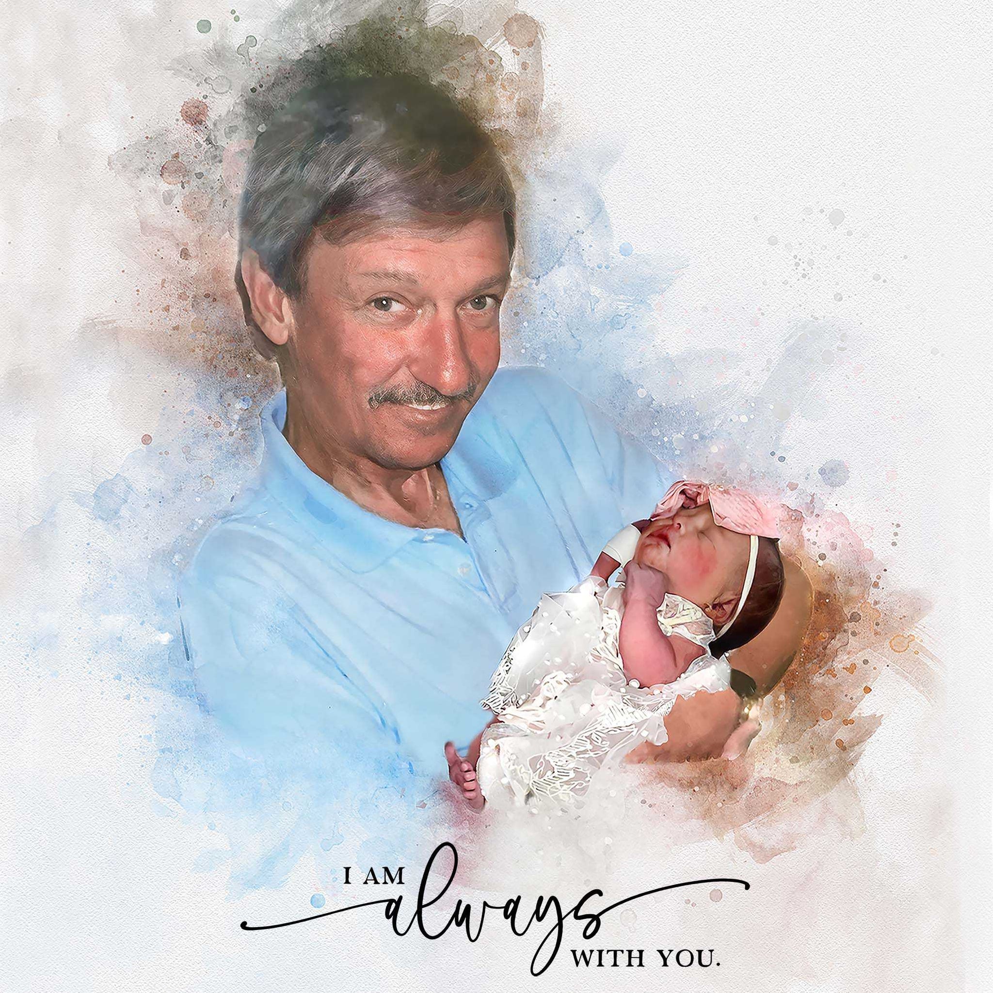 Personalized Sympathy Gift | Custom Memorial Painting | Loss of Loved One | Family Portrait from Photo | Painting From Photo - FromPicToArt