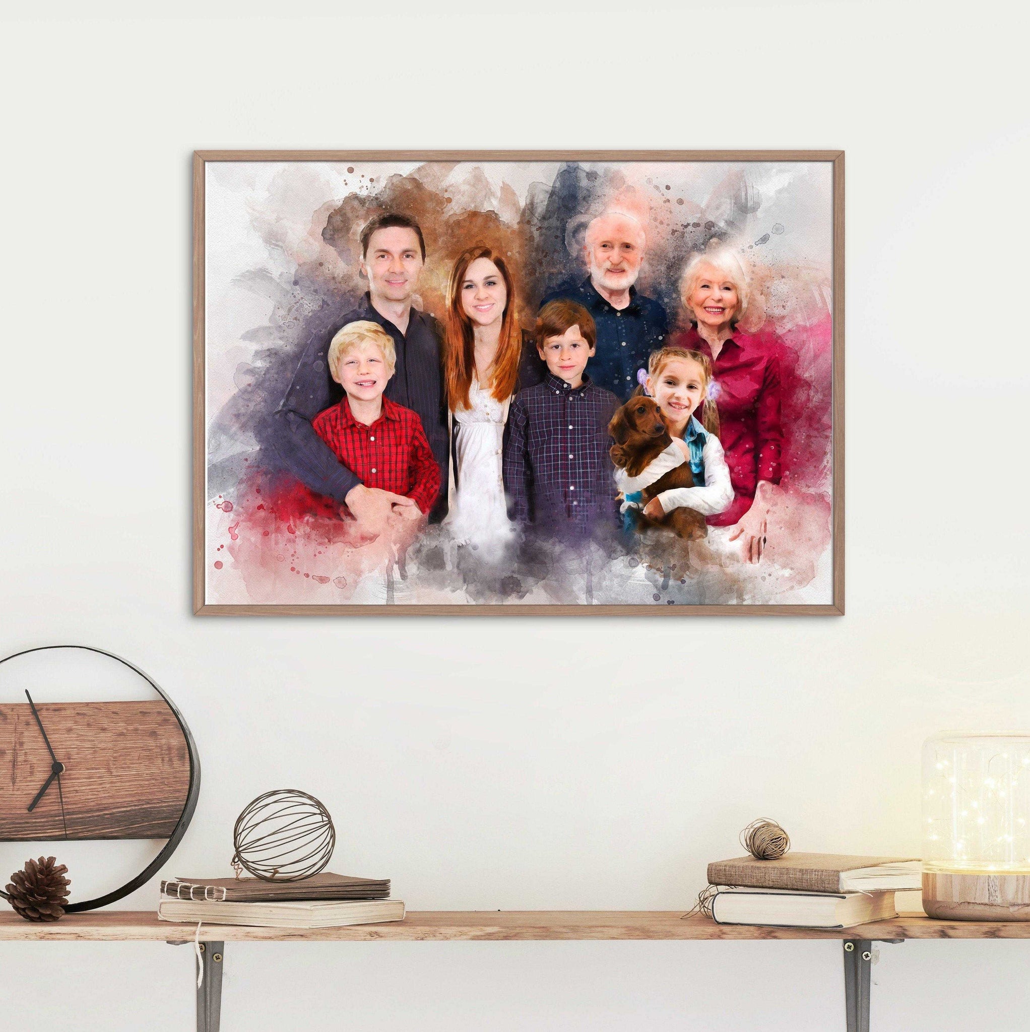 Picture with Deceased Loved One in Background | Custom Portrait Painting on Canvas - FromPicToArt