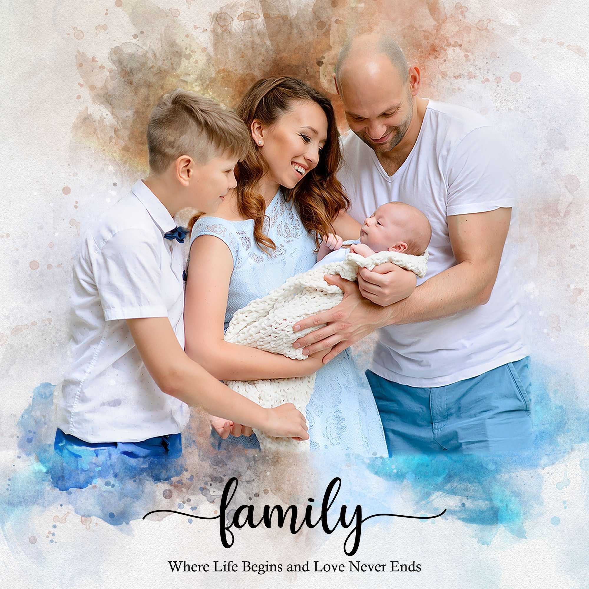 🌈 Pictures of Passed Loved Ones with New Baby 🍼❤️🧸 Memorial Portrait - FromPicToArt