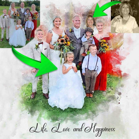 Portrait of Loved ones who Passed, Add People to Photo, Add Person to Photo, Add Someone into a Picture - FromPicToArt