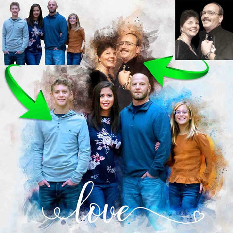 Portrait of Loved ones who Passed, Add People to Photo, Add Person to Photo, Add Someone into a Picture - FromPicToArt