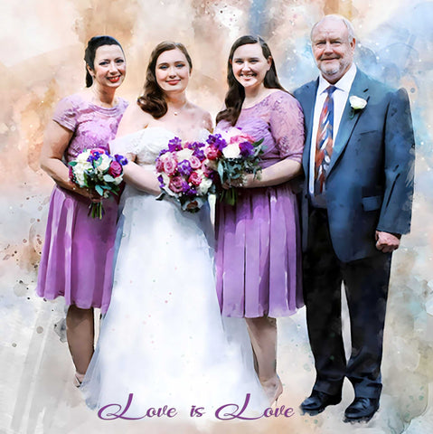 🌈 Rainbow Wedding Portrait | Love is Love | Gifts for LGBTQ Community ♥️ - FromPicToArt