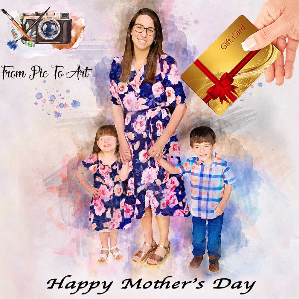 The perfect Gift Card for your wife for Mothers Day | Family Painting - FromPicToArt