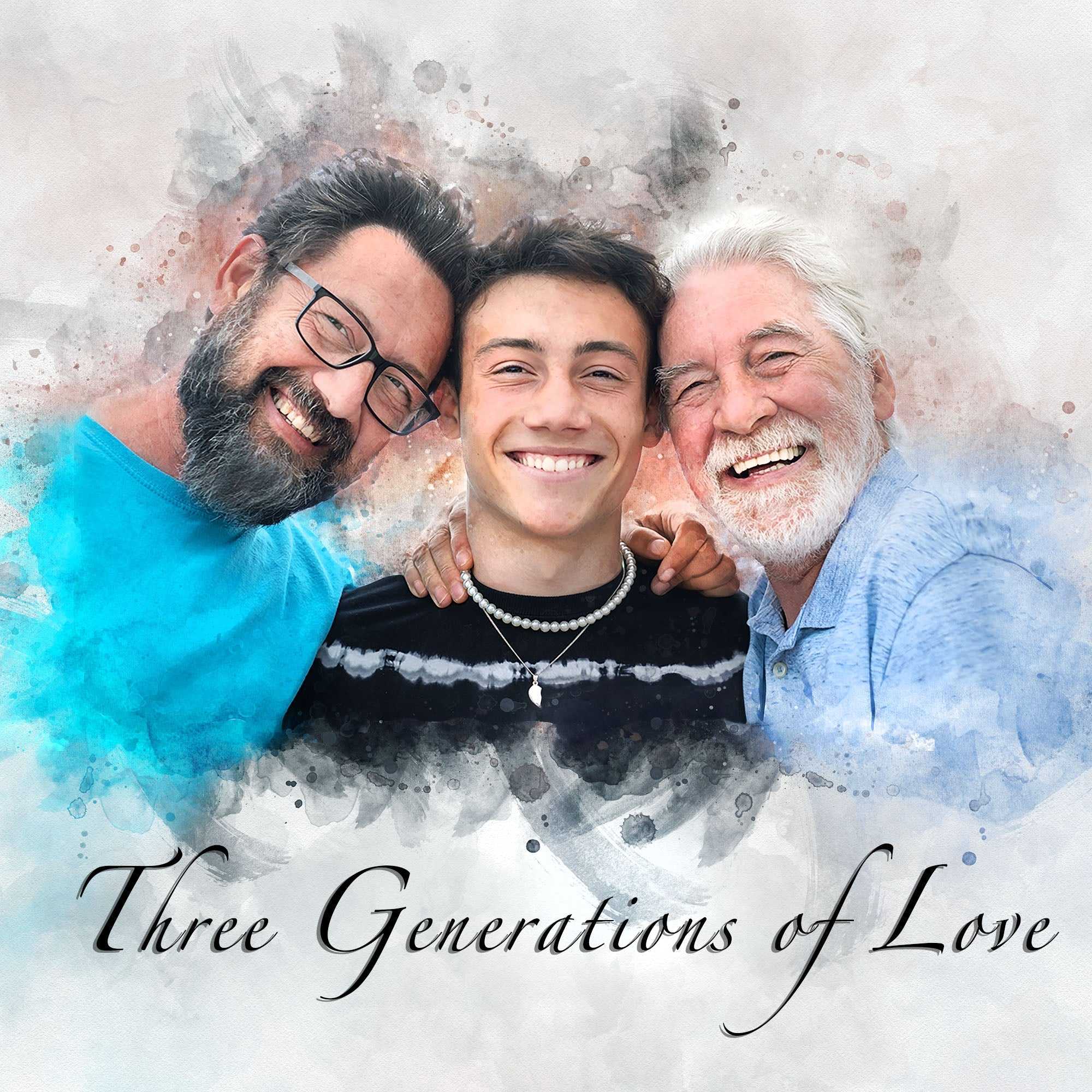 🌈Three Generation Painting | Family Portrait From Multiple Photos | Merge Different Photos | Add Person or Pet to Photo - FromPicToArt