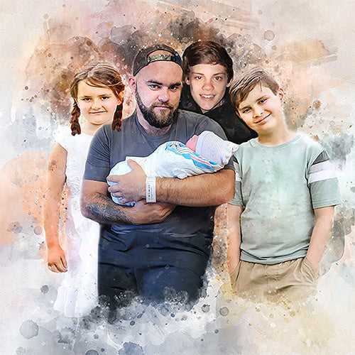 Turn Photo into Painting | Personalized Family Painting from Photo - FromPicToArt