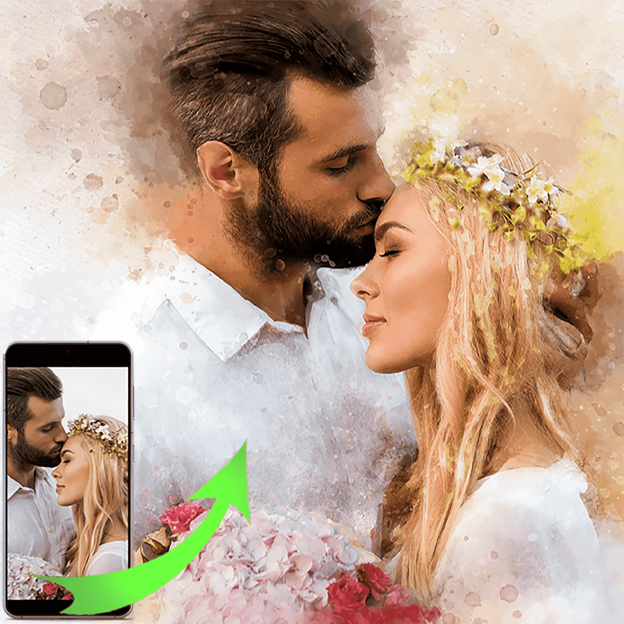 Turn Wedding Photo into Painting ❤️ Custom Portrait from Photo🎨🖌️ - FromPicToArt