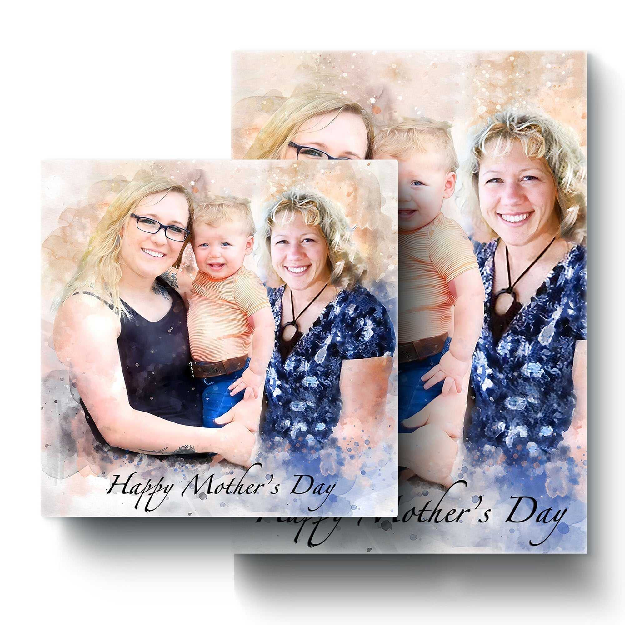 Unique Mothers Day Gift | Custom Portrait Painting from Photo | Unique Gift for Mother's Day - FromPicToArt