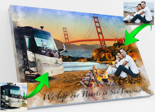 We paint You and Your RV in Front of the Most Beautiful Landmarks in the US, such as the Golden Gate Bridge.  - FromPicToArt