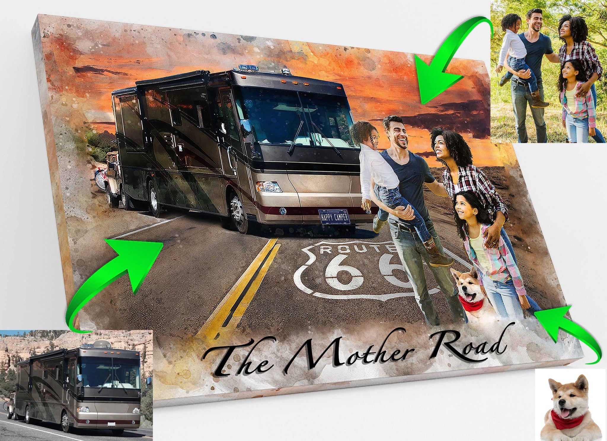 We paint You and Your RV in Front of the Most Beautiful Landmarks in the US, such as the Highway 1 and the Oregon Coast - FromPicToArt
