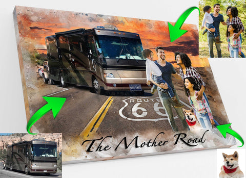We paint You and Your RV in Front of the Most Beautiful Landmarks in the US, such as the Horse Shoe National Park - FromPicToArt