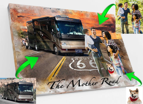 We paint You and Your RV in Front of the Most Beautiful Landmarks in the US, such as the Mojave National Preserve - FromPicToArt