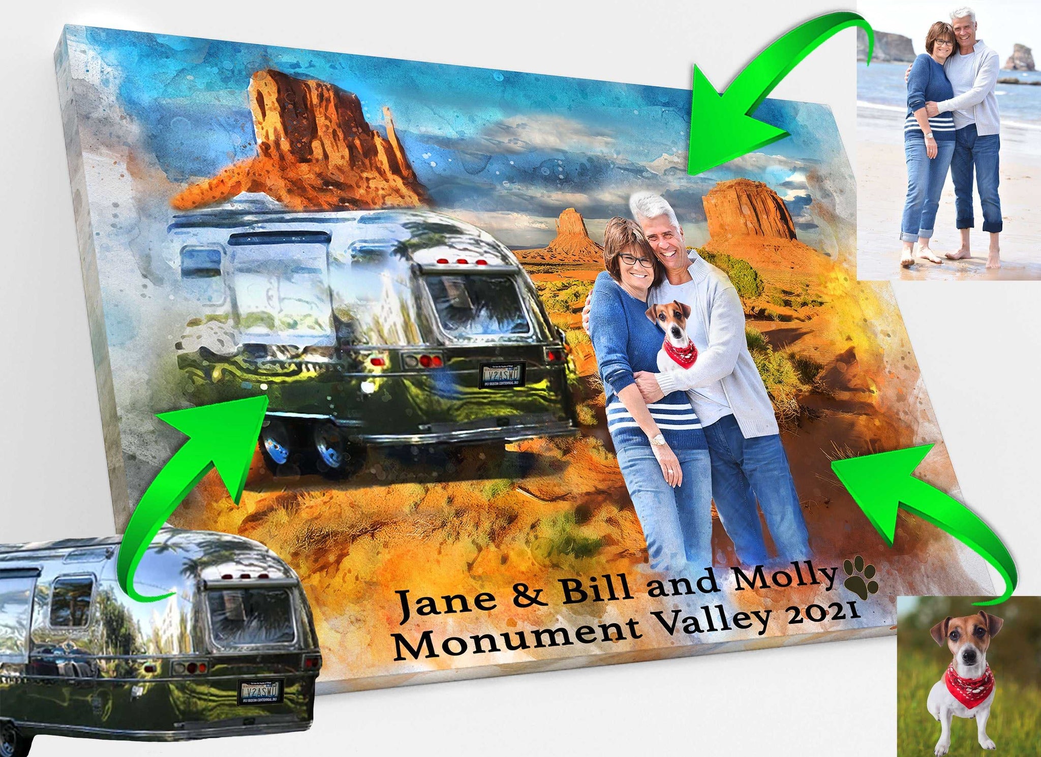 We paint You and Your RV in Front of the Most Beautiful Landmarks in the US, such like Monument Valley - FromPicToArt