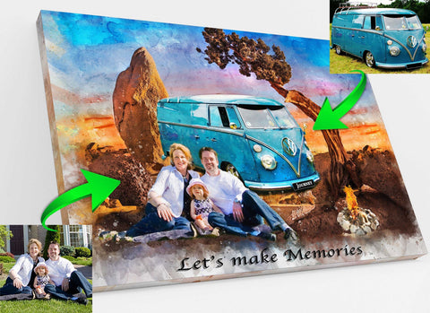 We paint You and Your RV in Front of the Most Beautiful Places, such as Mount Rushmore | Camping Gifts for RV Lovers | - FromPicToArt