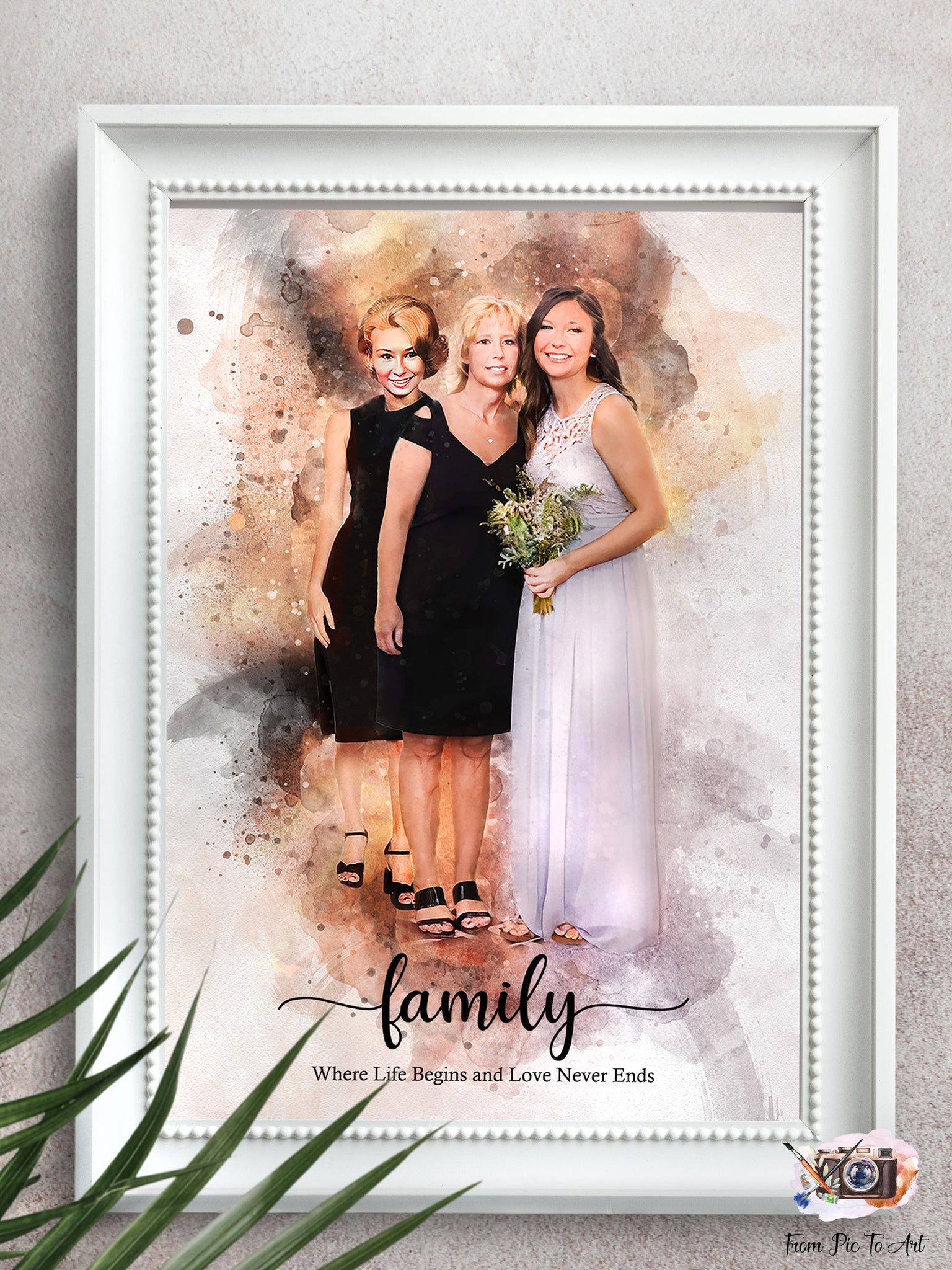 Wedding portrait with deceased loved one added - FromPicToArt