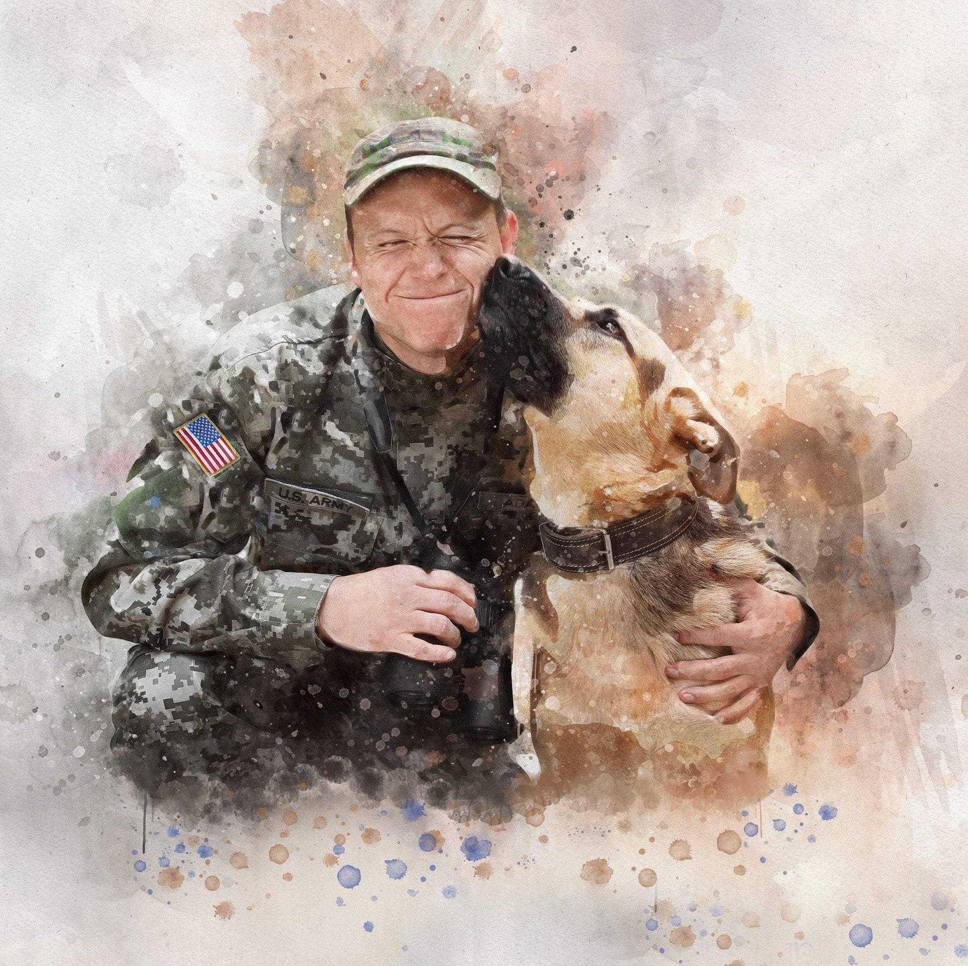 Welcome Home Gift Painting for Daddy, Patriotic Painting, Welcome Home Gift for Him, Personalized Portrait on Canvas - FromPicToArt