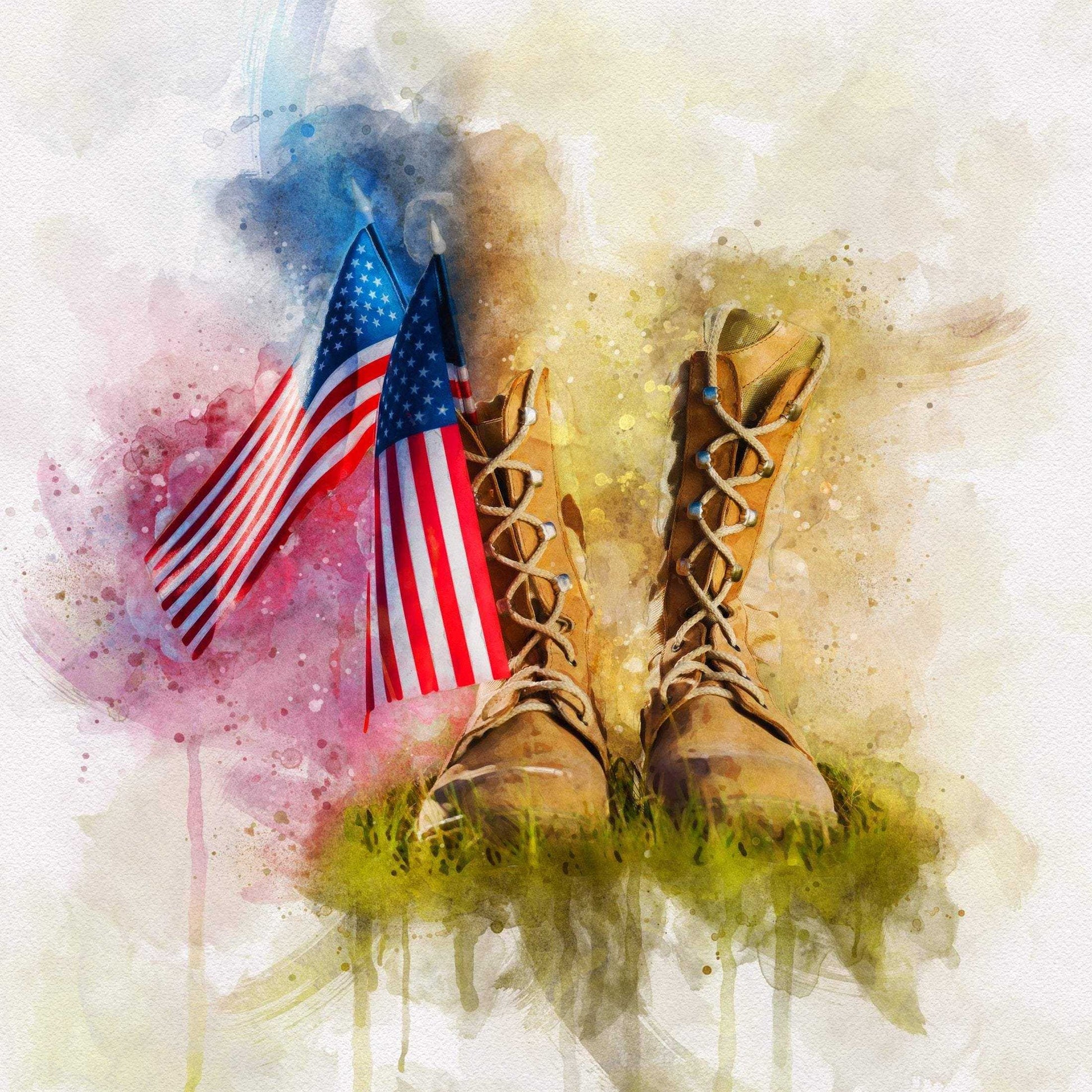 Welcome Home Gift Painting for Daddy, Patriotic Painting, Welcome Home Gift for Him, Personalized Portrait on Canvas - FromPicToArt